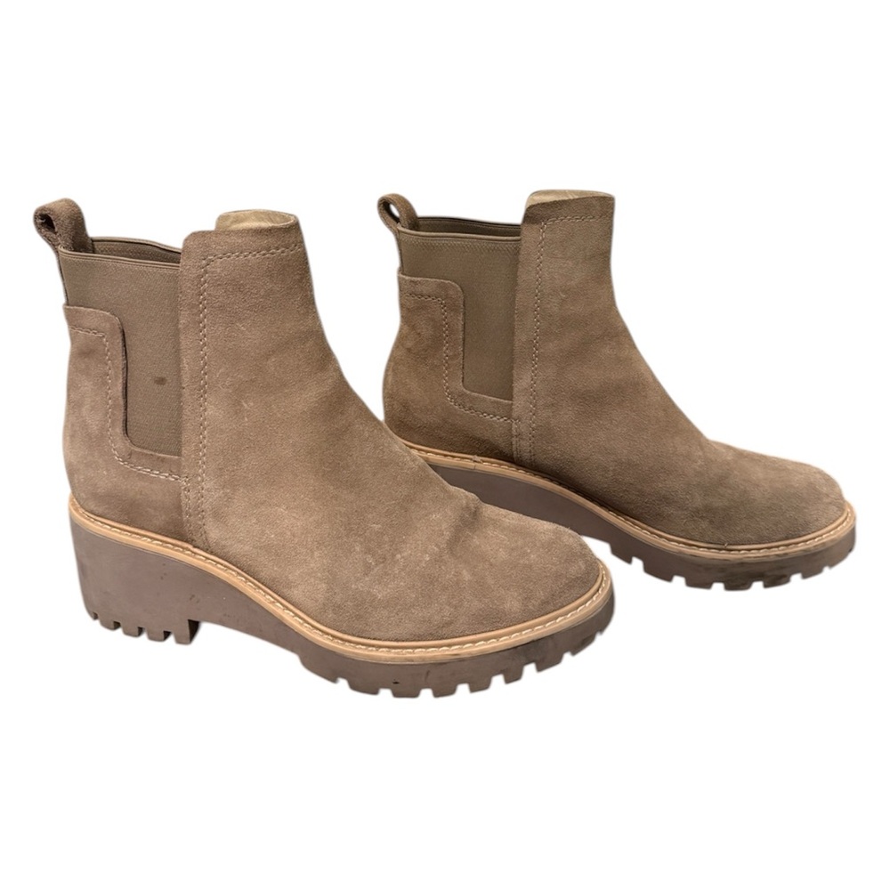 Dolce Vita Haily Suede Ankle Boots - Taupe Suede Chelsea Lug Boots
